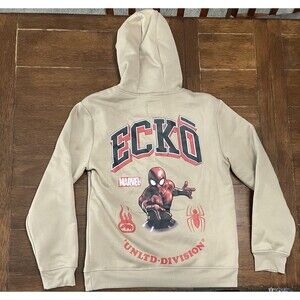 NWT Marvel Ecko Unltd SpiderMan Spidey Graphic Super Hero Tan Hoodie Men's Sz S